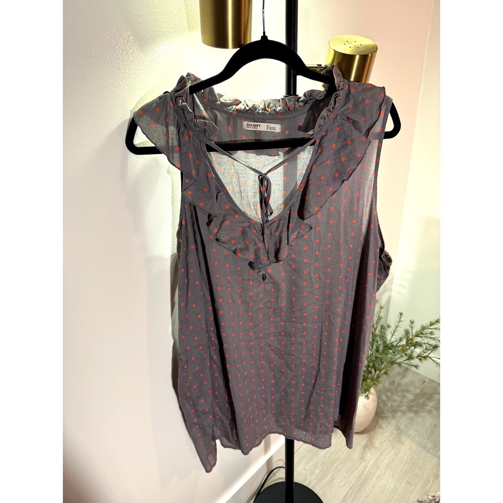 Old Navy XXL ruffle‎ lightweight blouse tie accent tank top summer easy wear top